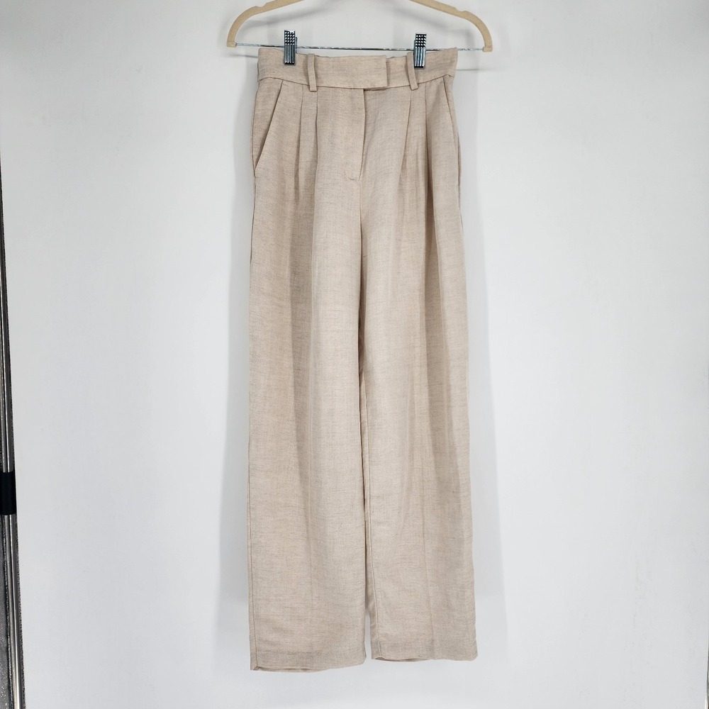 H&M NWT Linen Blend Tapered Pants Size 2 Summer Capsule Casual Minimalist Resort
